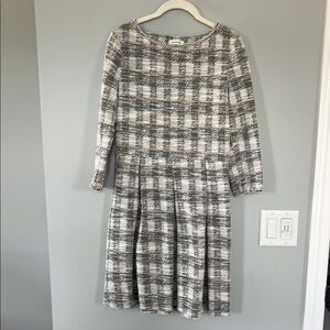 Max Studio Gray A-Line Pleated Long Sleeve Dress